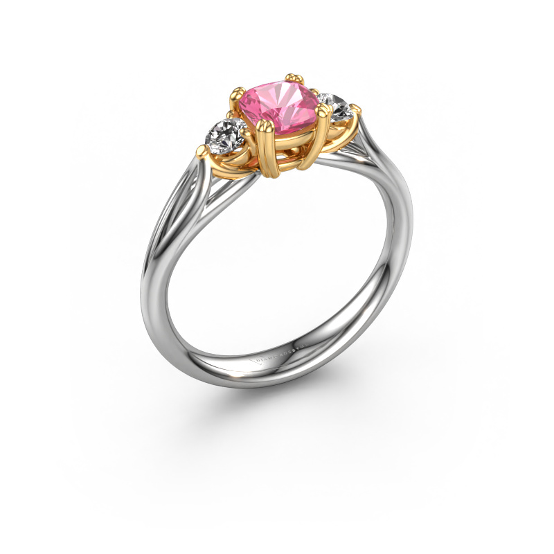 Bild von Verlobungsring Amie cus 585 Weißgold Pink Saphir 5 mm