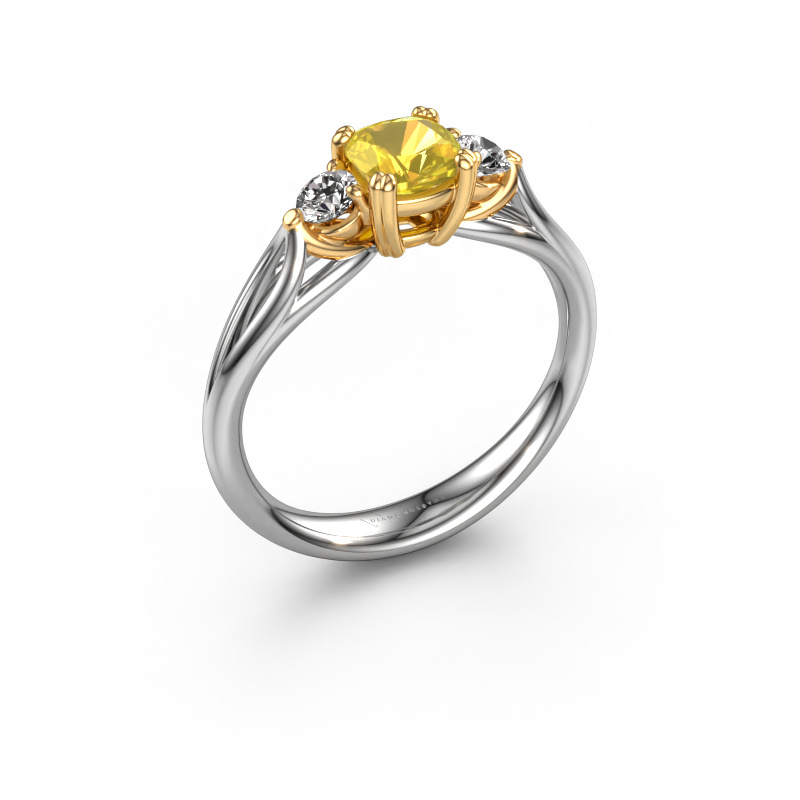 Image of Engagement ring Amie cus 585 white gold Yellow sapphire 5 mm