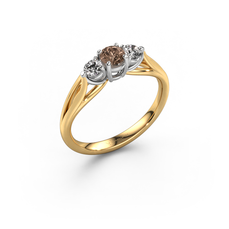 Image of Engagement ring Amie RND 585 gold Brown diamond 0.50 crt