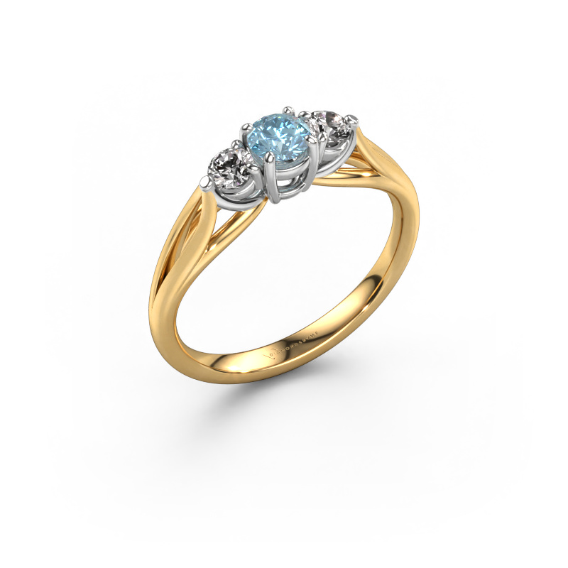 Image of Engagement ring Amie RND 585 gold Blue lab grown diamond 4.2 mm