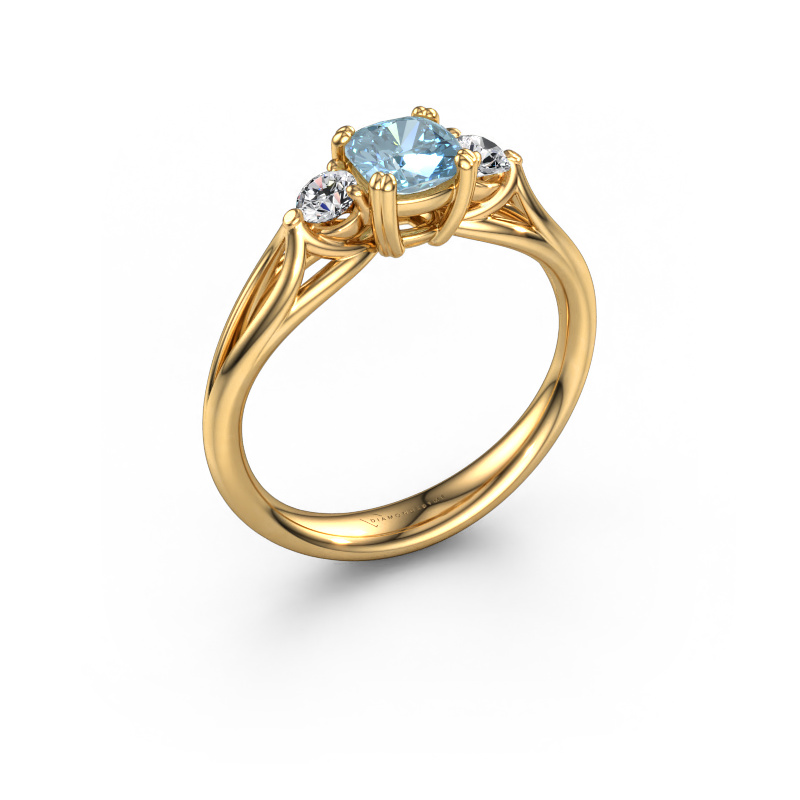 Image of Engagement ring Amie cus 585 gold Blue lab grown diamond 5 mm