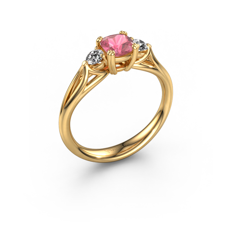 Image of Engagement ring Amie cus 585 gold Tourmaline pink 5 mm