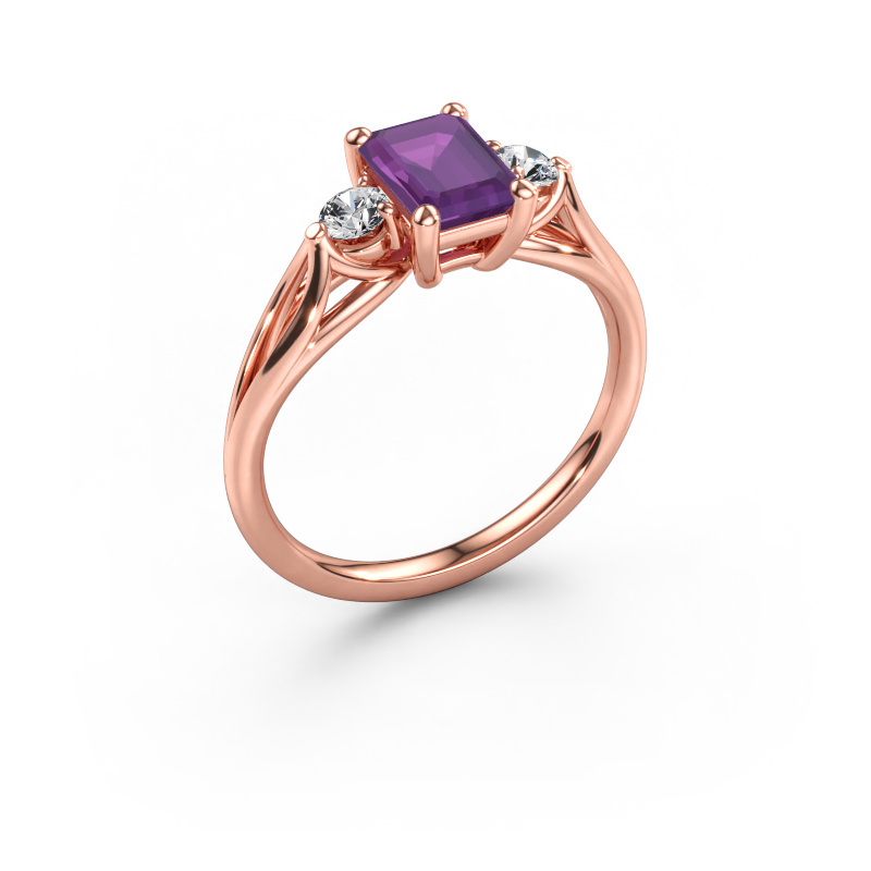 Immagine di Anello di fidanzamento Amie EME 585 oro rosa Ametista 7x5 mm