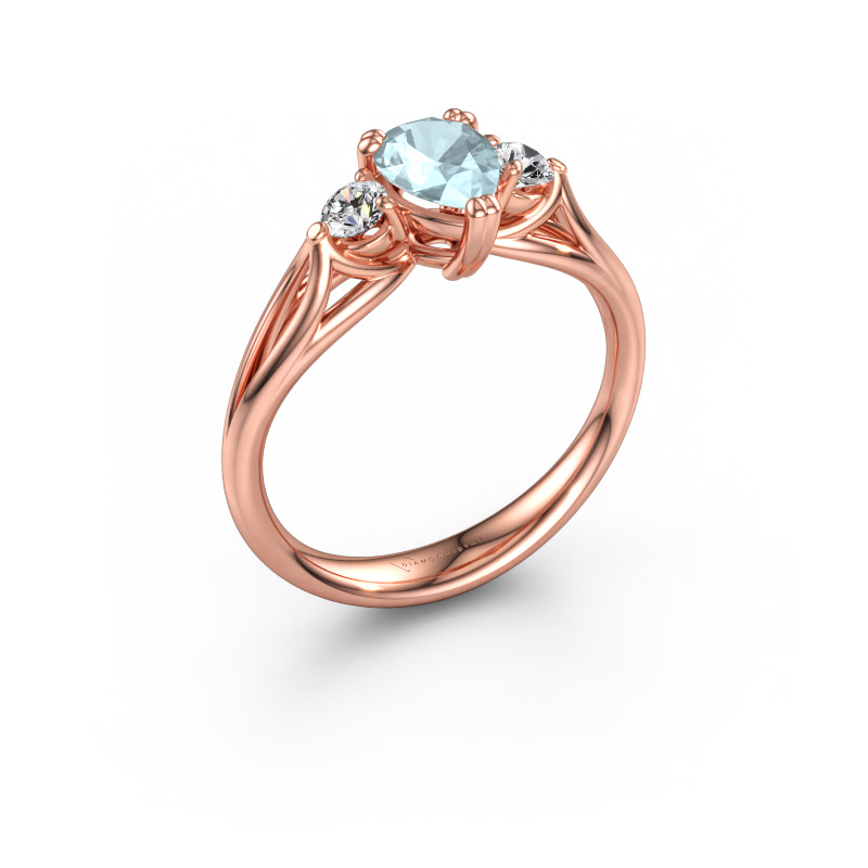Bild av Förlovningsring Amie per 585 roséguld Akvamarin 7x5 mm