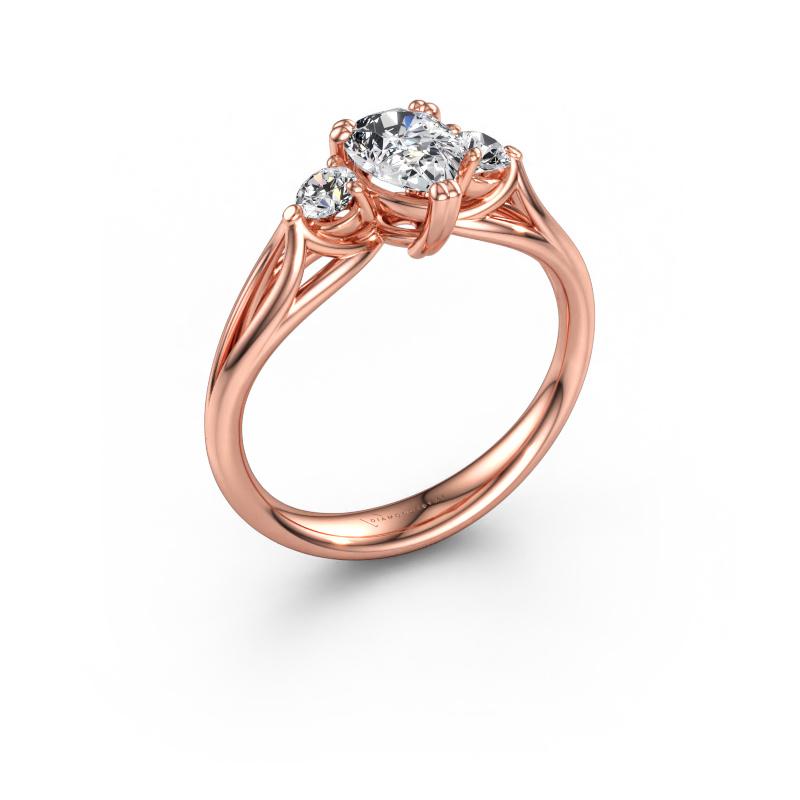 Immagine di Anello di fidanzamento Amie per 585 oro rosa Zirconia cubica 7x5 mm
