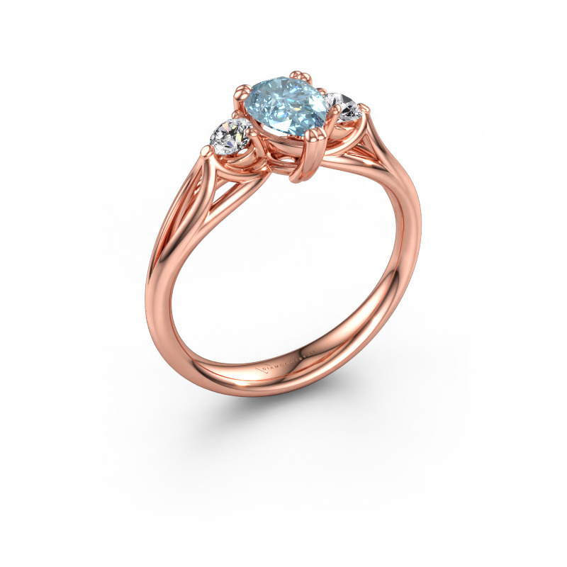 Immagine di Anello di fidanzamento Amie per 585 oro rosa Diamante lab grown blu 7x5 mm