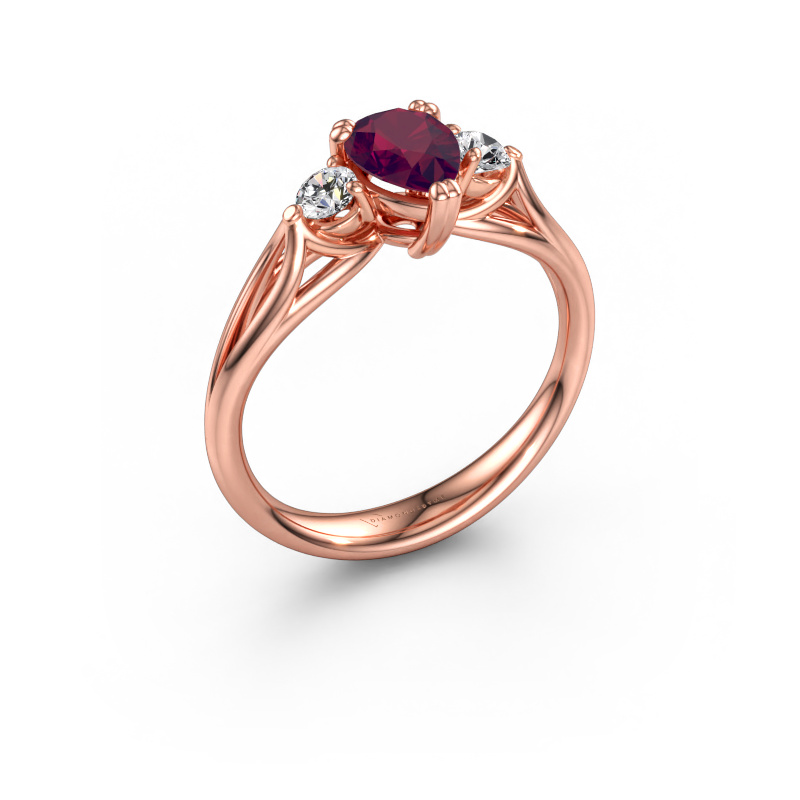Immagine di Anello di fidanzamento Amie per 585 oro rosa Rodolite 7x5 mm