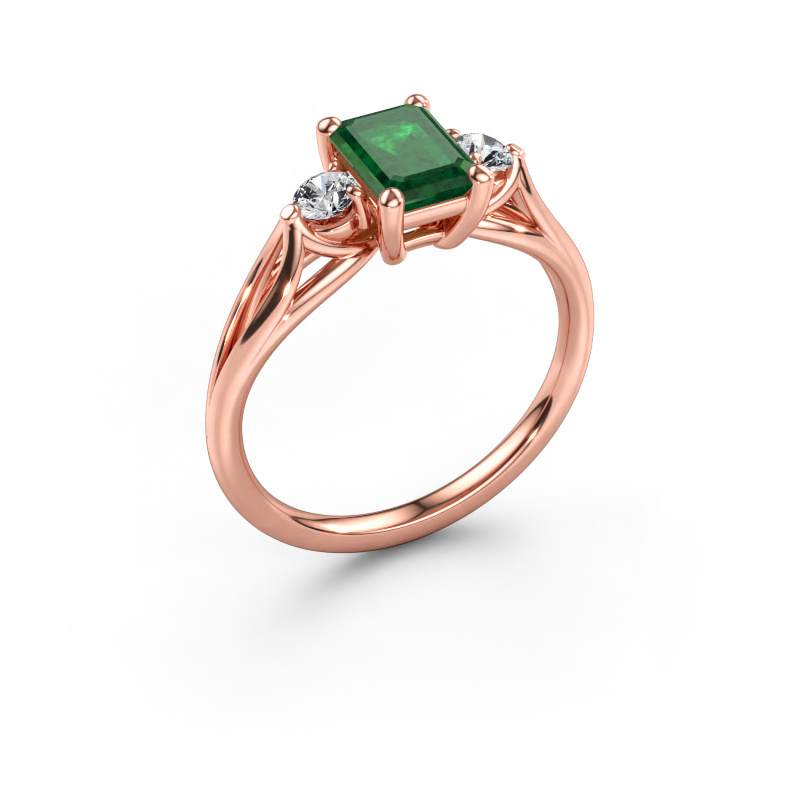 Bild av Förlovningsring Amie EME 585 roséguld Smaragd 7x5 mm