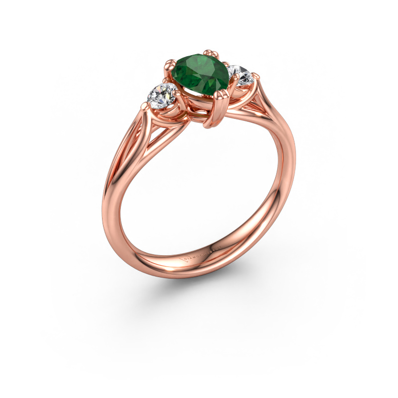 Bild av Förlovningsring Amie per 585 roséguld Smaragd 7x5 mm