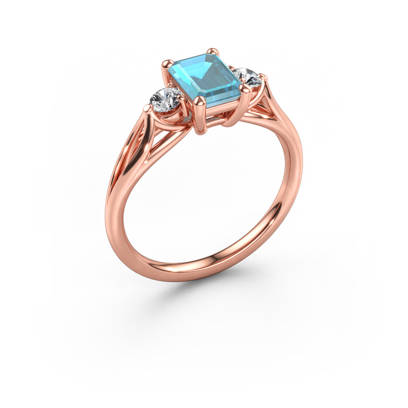 Bild av Förlovningsring Amie EME 585 roséguld Blå topas 7x5 mm