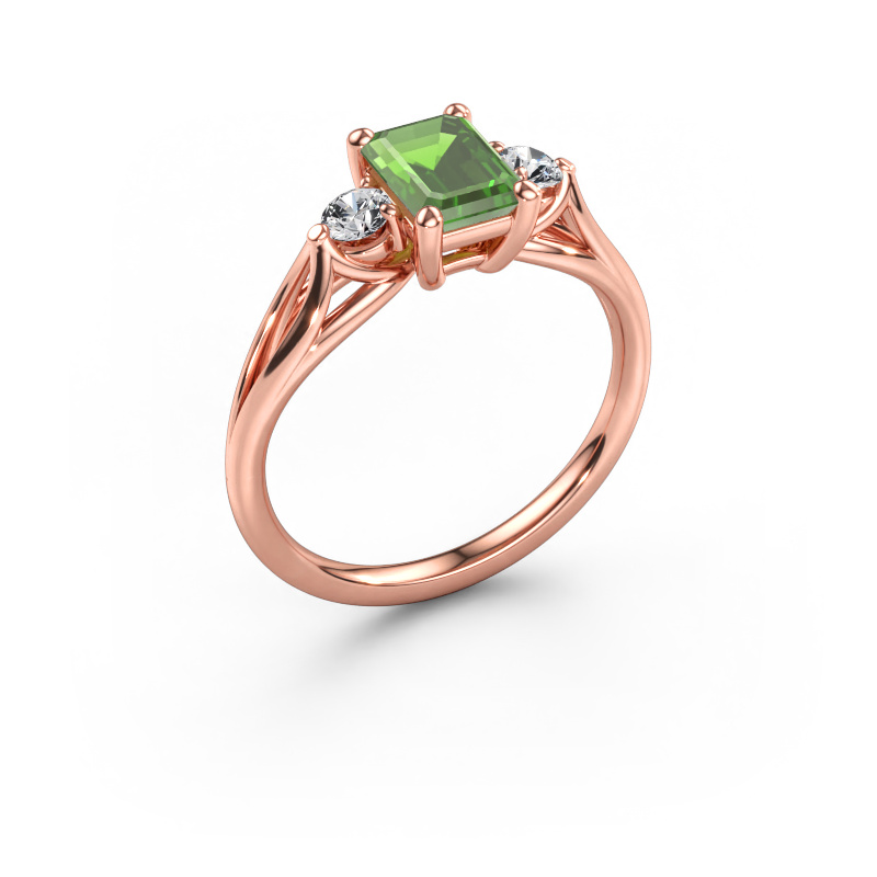 Immagine di Anello di fidanzamento Amie EME 585 oro rosa Tormalina verde 7x5 mm