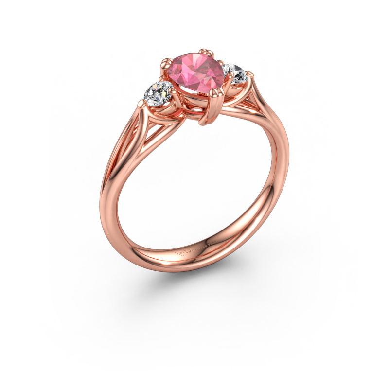 Immagine di Anello di fidanzamento Amie per 585 oro rosa Tormalina rosa 7x5 mm