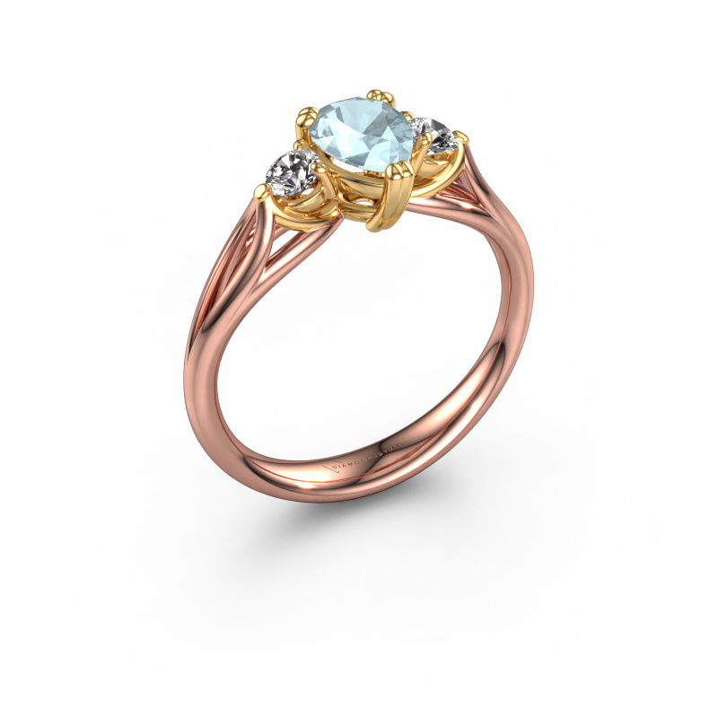 Bild von Verlobungsring Amie per 585 Roségold Aquamarin 7x5 mm