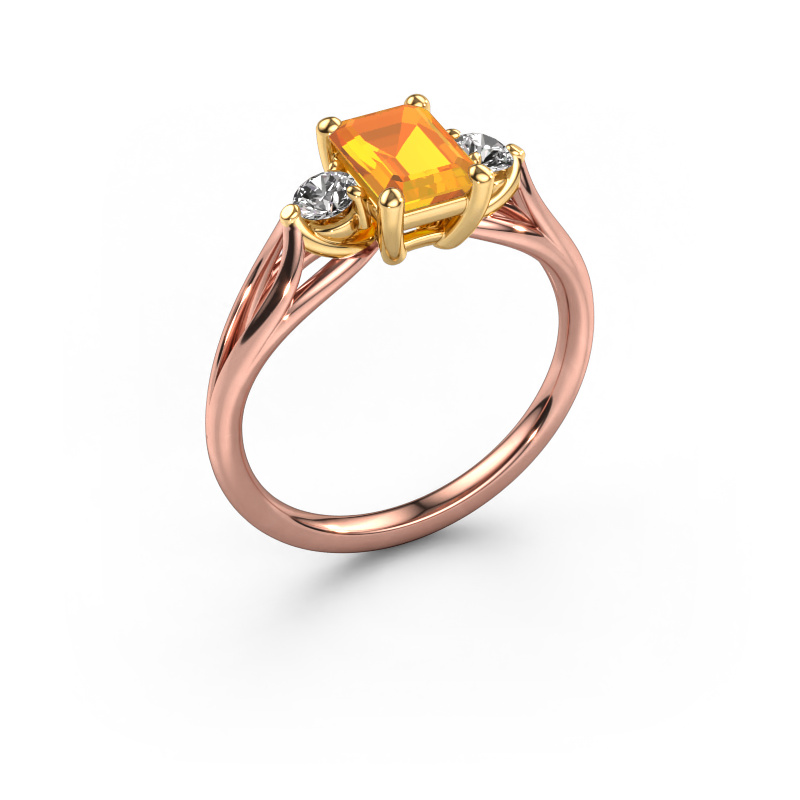 Image of Engagement ring Amie EME 585 rose gold Citrin 7x5 mm