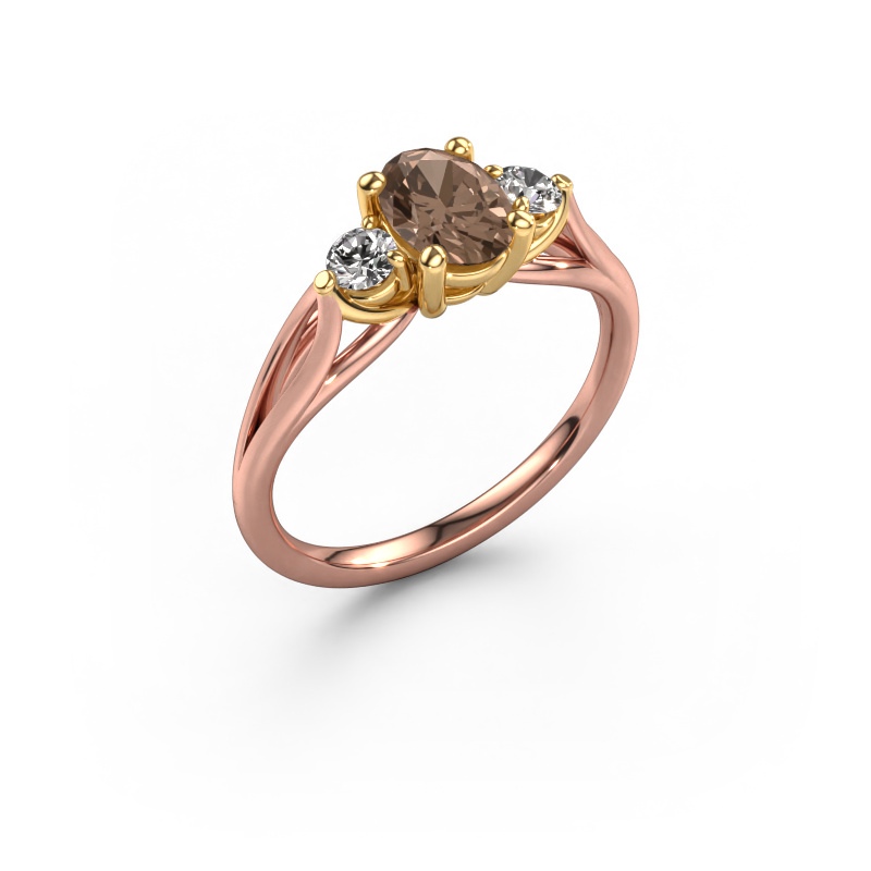 Image of Engagement ring Amie OVL 585 rose gold Brown diamond 0.900 crt
