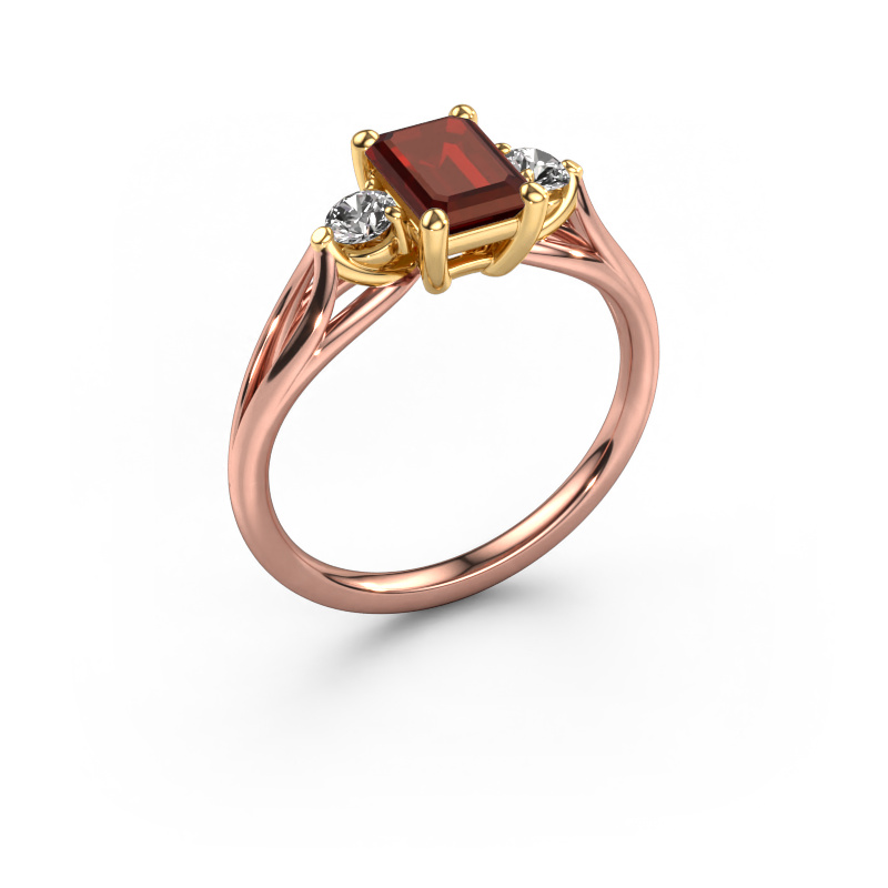 Image of Engagement ring Amie EME 585 rose gold Garnet 7x5 mm