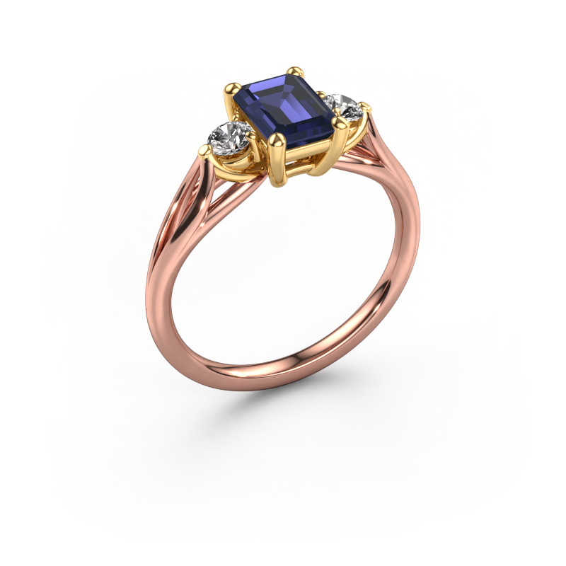 Image of Engagement ring Amie EME 585 rose gold Sapphire 7x5 mm