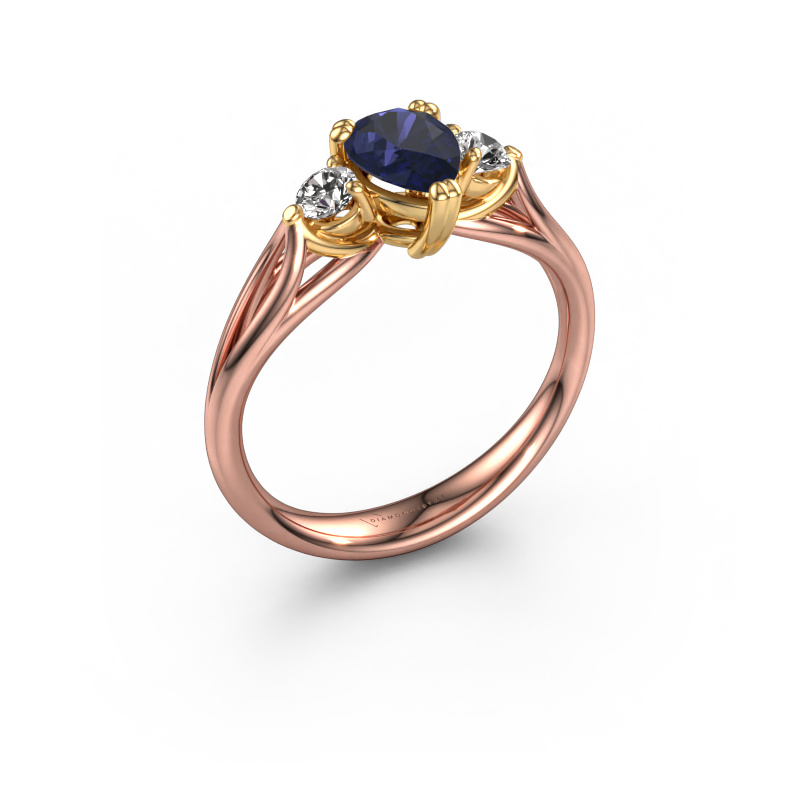 Image of Engagement ring Amie per 585 rose gold Sapphire 7x5 mm