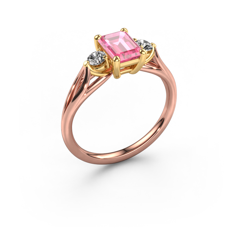 Image of Engagement ring Amie EME 585 rose gold Pink sapphire 7x5 mm