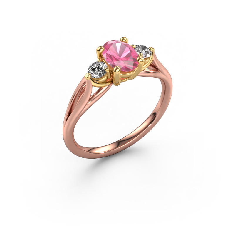 Image de Bague de fiançailles Amie OVL 585 or rose Saphir rose 7x5 mm