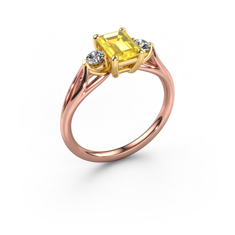 Image de Bague de fiançailles Amie EME 585 or rose Saphir jaune 7x5 mm