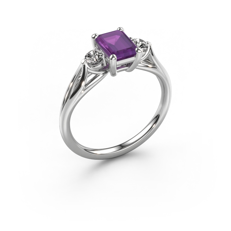 Image of Engagement ring Amie EME 950 platinum Amethyst 7x5 mm