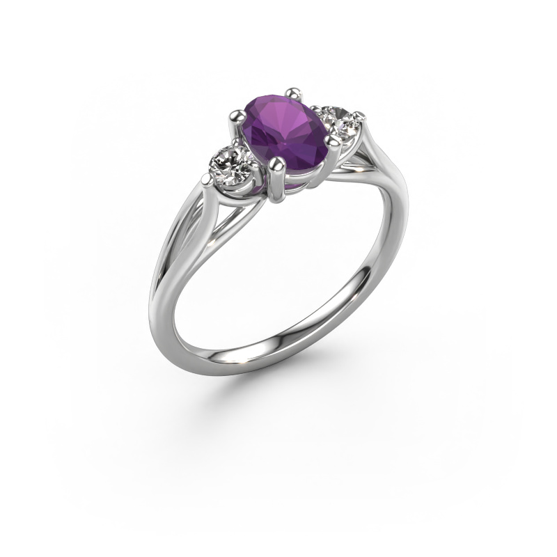 Image of Engagement ring Amie OVL 950 platinum Amethyst 7x5 mm