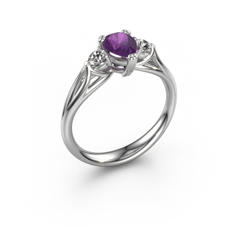 Image of Engagement ring Amie per 950 platinum Amethyst 7x5 mm