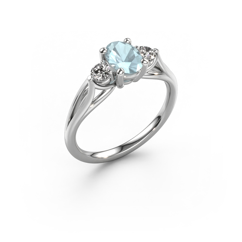 Image of Engagement ring Amie OVL 950 platinum Aquamarine 7x5 mm