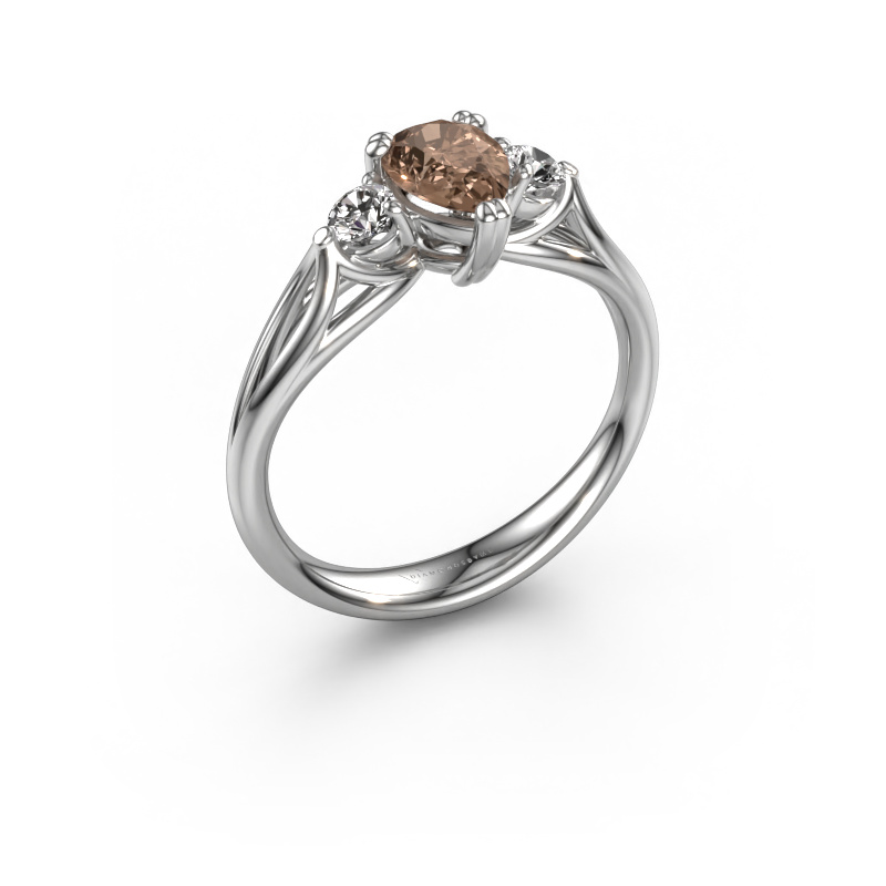 Image of Engagement ring Amie per 950 platinum Brown diamond 0.85 crt