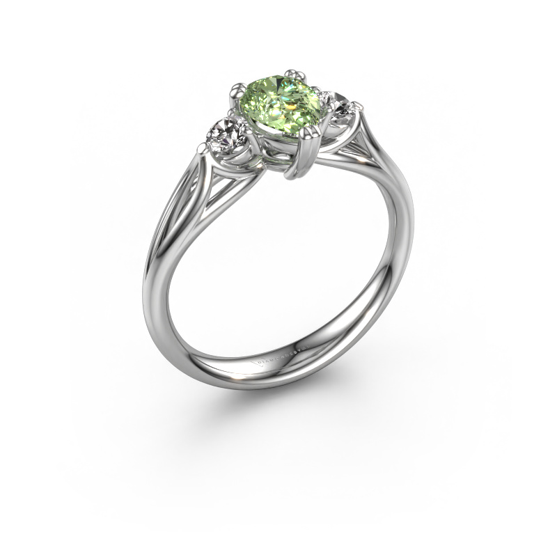 Image of Engagement ring Amie per 950 platinum Green lab grown diamond 7x5 mm