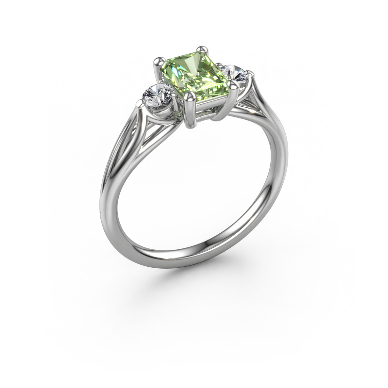 Image of Engagement ring Amie RAD 950 platinum Green lab grown diamond 7x5 mm