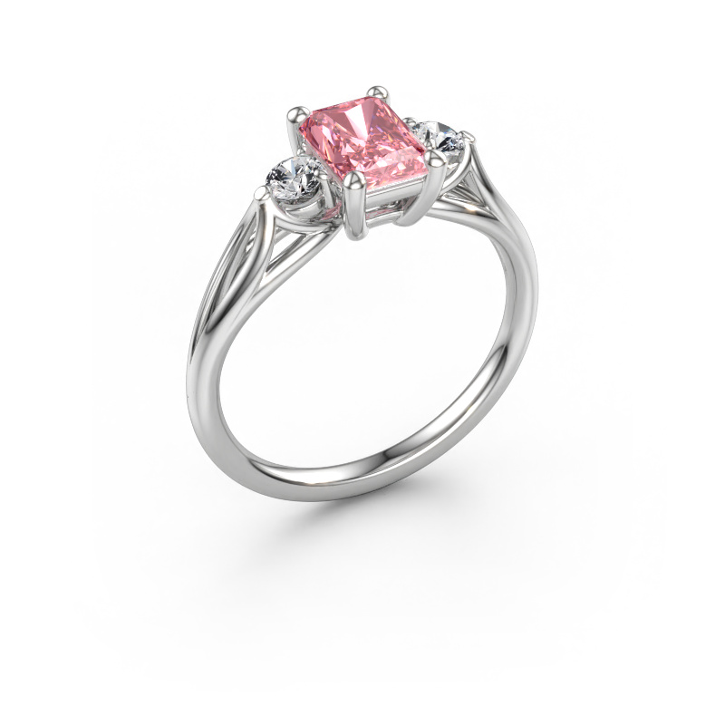 Immagine di Anello di fidanzamento Amie RAD 585 oro bianco Diamante lab grown rosa 7x5 mm