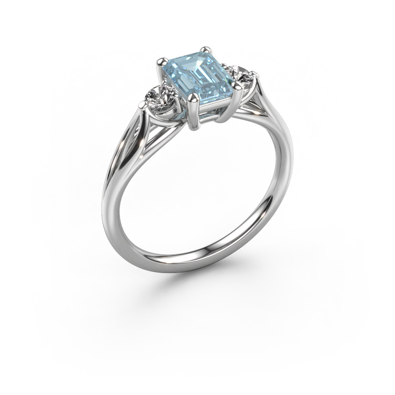 Image of Engagement ring Amie EME 950 platinum Blue lab grown diamond 7x5 mm