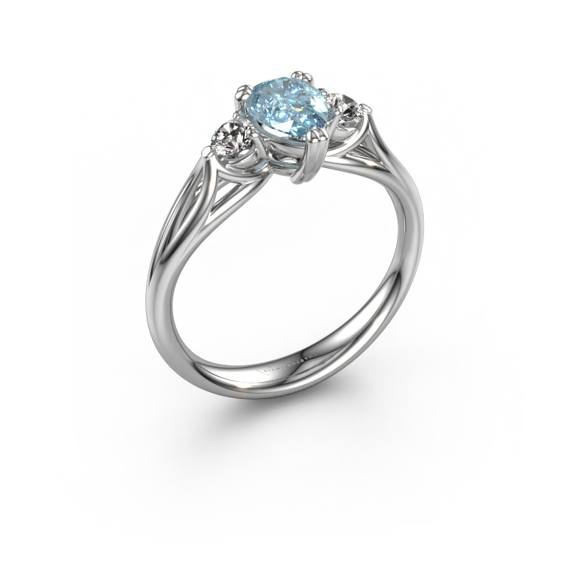Image of Engagement ring Amie per 950 platinum Blue lab grown diamond 7x5 mm