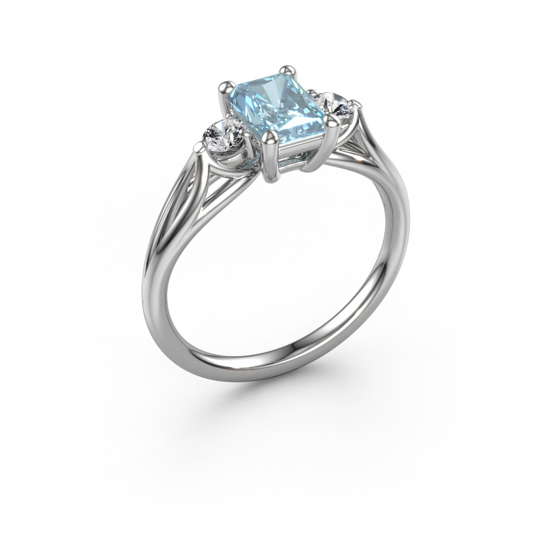 Image de Bague de fiançailles Amie RAD 950 platine Diamant synthétique bleu 7x5 mm