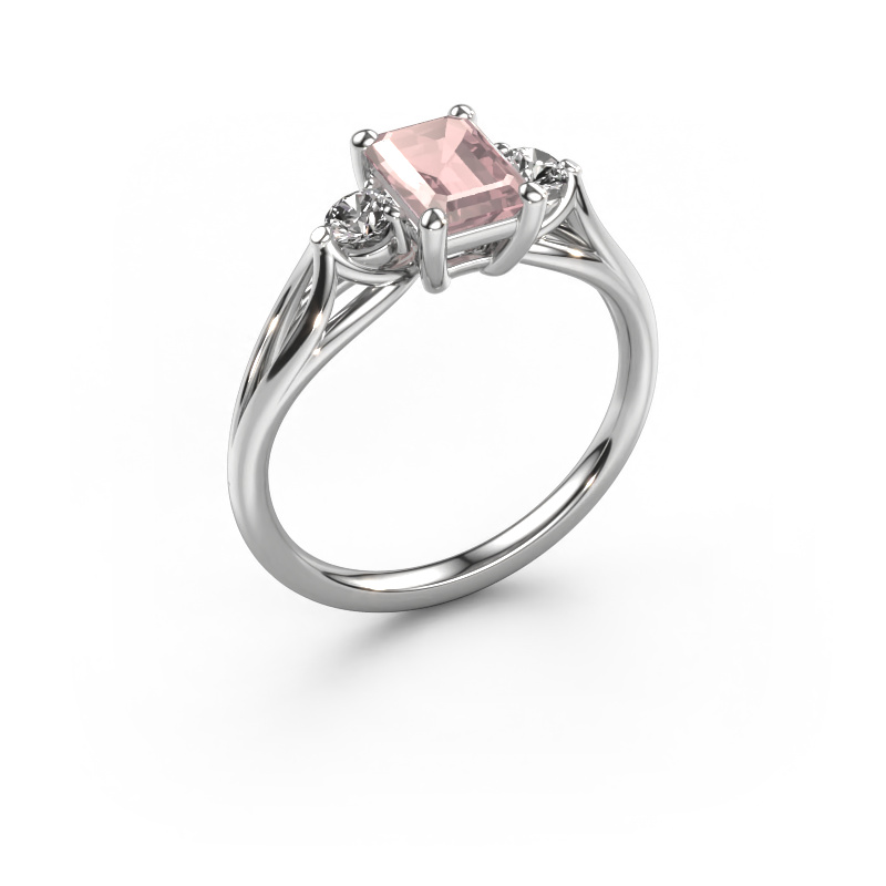 Image of Engagement ring Amie EME 950 platinum Morganite champagne 7x5 mm