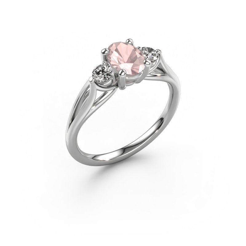 Image of Engagement ring Amie OVL 950 platinum Morganite champagne 7x5 mm