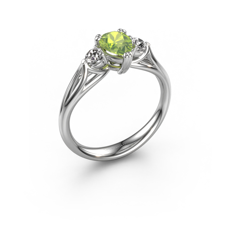 Image of Engagement ring Amie per 950 platinum Peridot 7x5 mm
