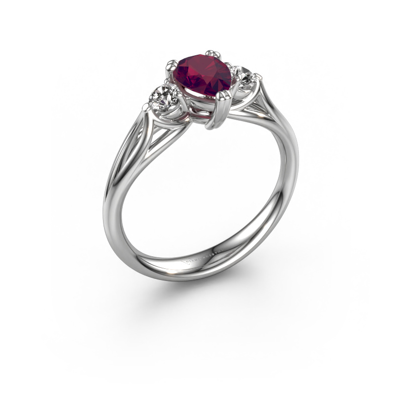 Image of Engagement ring Amie per 950 platinum Rhodolite 7x5 mm