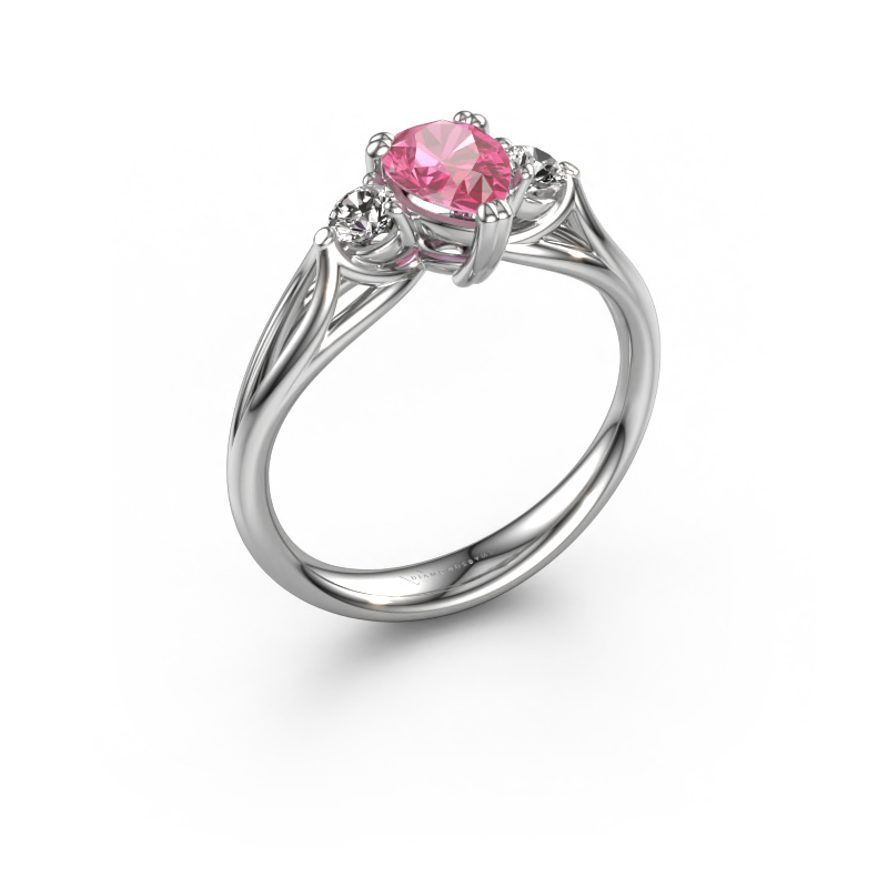 Image of Engagement ring Amie per 950 platinum Pink sapphire 7x5 mm