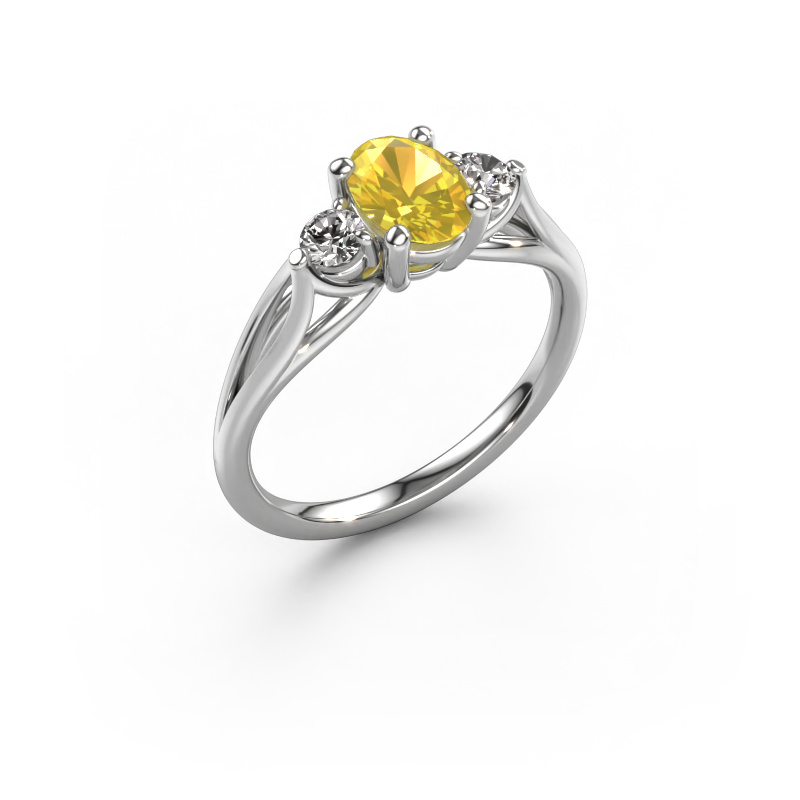 Image of Engagement ring Amie OVL 950 platinum Yellow sapphire 7x5 mm