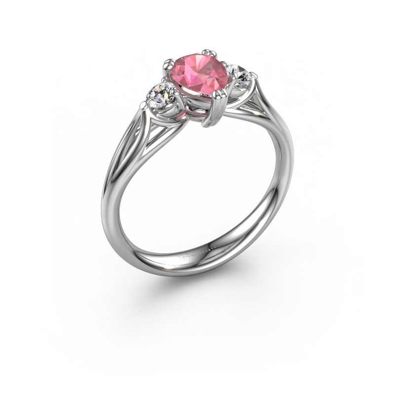 Image of Engagement ring Amie per 950 platinum Tourmaline pink 7x5 mm
