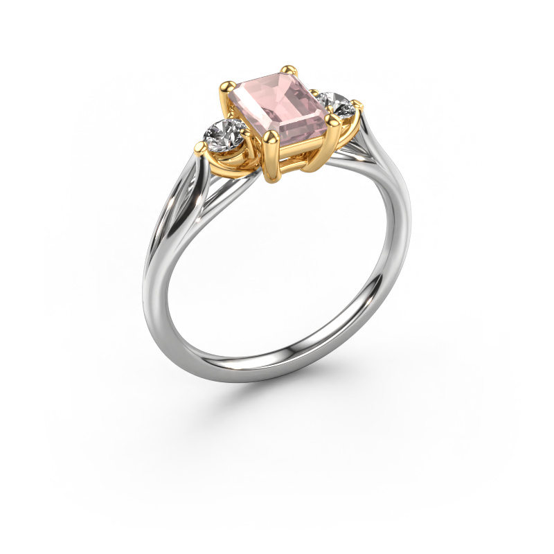 Image of Engagement ring Amie EME 585 white gold Morganite champagne 7x5 mm