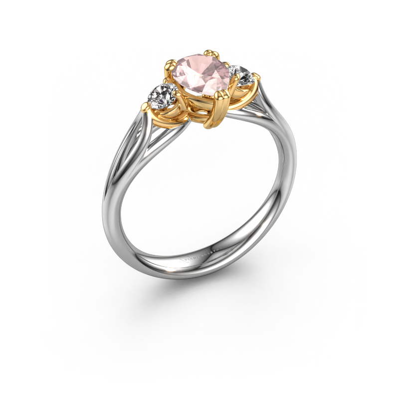 Image of Engagement ring Amie per 585 white gold Morganite champagne 7x5 mm