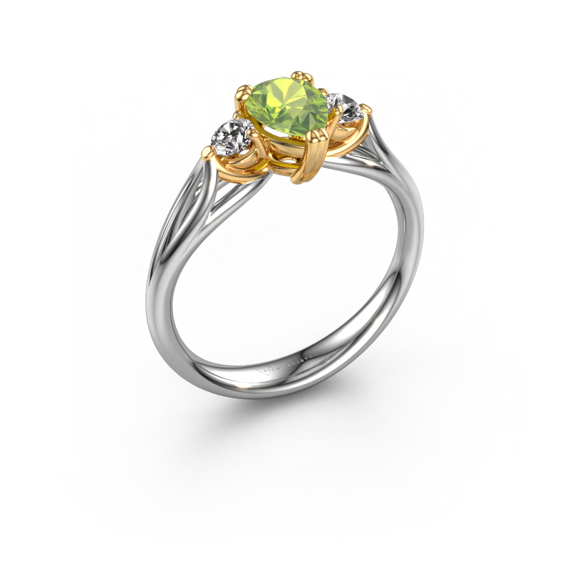 Image of Engagement ring Amie per 585 white gold Peridot 7x5 mm