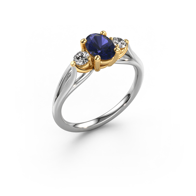 Image of Engagement ring Amie OVL 585 white gold Sapphire 7x5 mm