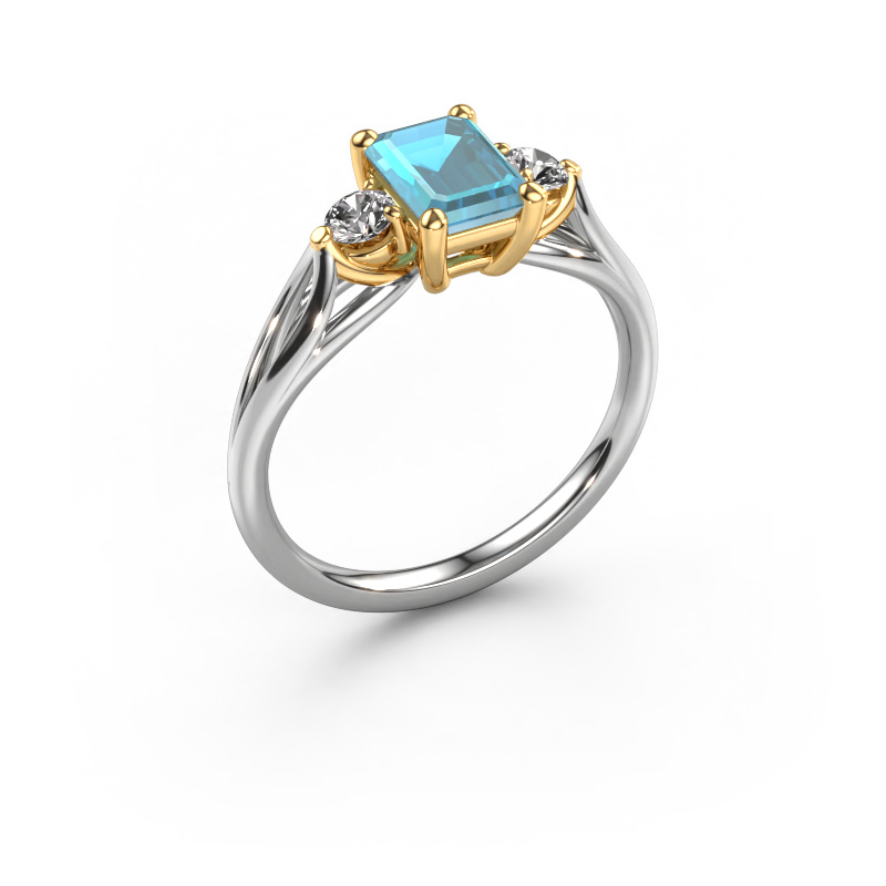 Image of Engagement ring Amie EME 585 white gold Blue topaz 7x5 mm
