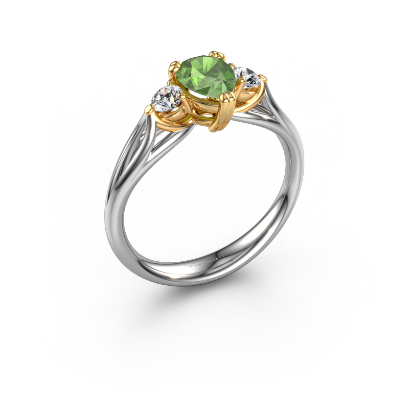 Bild von Verlobungsring Amie per 585 Weißgold Turmalin grün 7x5 mm