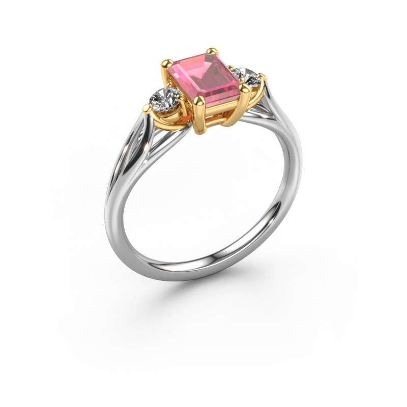 Image of Engagement ring Amie EME 585 white gold Tourmaline pink 7x5 mm